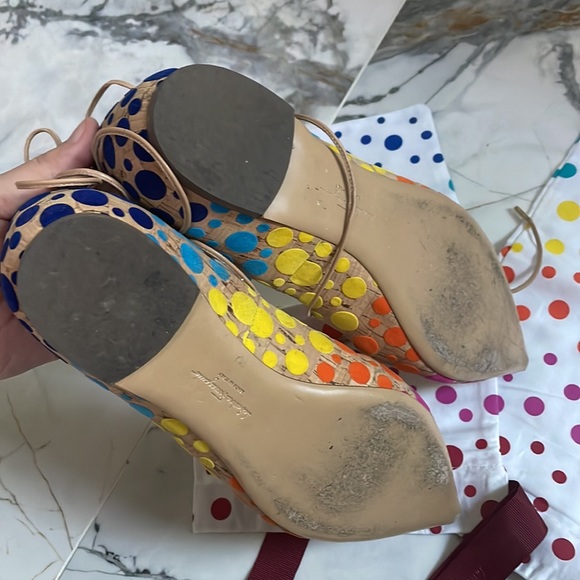 Salvatore Ferragamo Colorful Spotted Cork Lace-up Flats 🔴🟠🟡🟢🔵🟣 - Picture 12 of 17